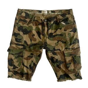FWRD Denim Men's Size 40 Paint Splatter Cargo Distress Denim Jean Camo Shorts